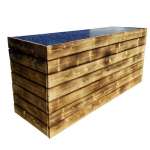 Holzverkleidung für Edelstahl-Theke